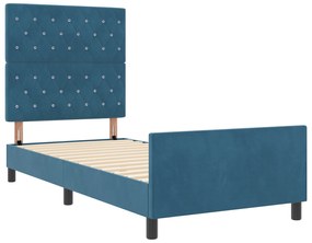 vidaXL Κρεβάτι Μπλε Σκούρο 100x200 cm Βελούδο