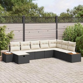 vidaXL Σετ Καναπέ Κήπου 8 pcs Μαύρο 55 x 62 x 69 εκ Πολυ ράταν