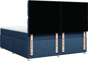 vidaXL Κρεβάτι Boxspring με Στρώμα Μπλε 200x200 εκ. Υφασμάτινο