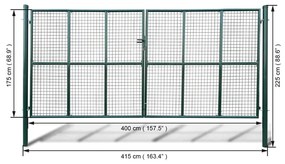 Καγκελόπορτα 415 x 225 εκ. / 400 x 175 εκ. - Πράσινο