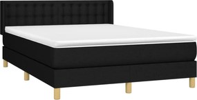 vidaXL Κρεβάτι Boxspring με Στρώμα Μαύρο 140x200 εκ. Υφασμάτινο