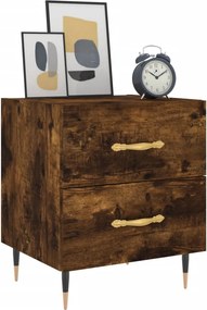 vidaXL Κομοδίνα 2 τεμ. Καπνιστή Δρυς 40 x 35 x 47,5 εκ. Επεξεργ. Ξύλο