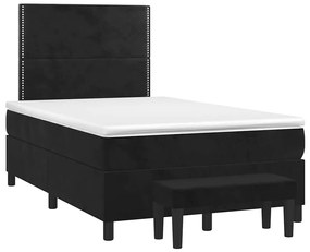 vidaXL Κρεβάτι Boxspring με Στρώμα Μαύρο 120x190 εκ. Βελούδινο