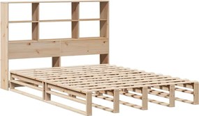 vidaXL Κρεβάτι Βιβλιοθήκη Χωρίς Στρώμα 140x190 εκ Μασίφ Πεύκο