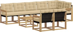 vidaXL Σειρά Καναπέ Εξωτερικού με μαξιλάρι 9 pcs Λευκό και Μπεζ