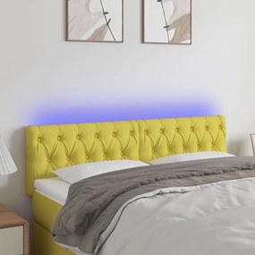 Κεφαλάρι Κρεβατιού LED Πράσινο 144x7x78/88 εκ. Υφασμάτινο - Πράσινο