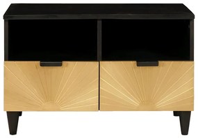 vidaXL Ντουλάπι TV Μαύρο και Χρυσό 70 x 33 x 46 εκ Μασίφ ξύλο μάνγκο