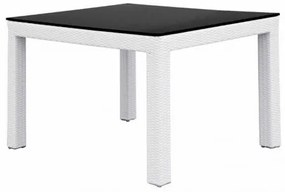 Τραπέζι Φαγητού Ghost Αλουμινίου/Polyrattan Λευκό 100x100x77εκ. - Μαύρο