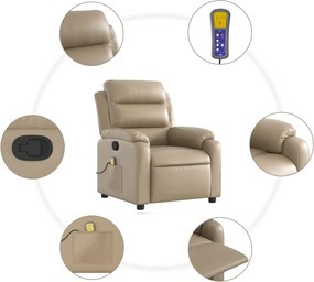 vidaXL Πολυθρόνα Μασάζ Ανακλινόμενη Καπουτσίνο από Συνθετικό Δέρμα