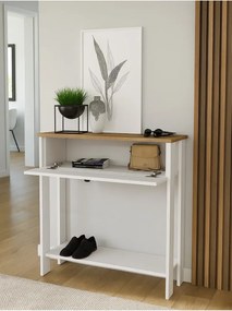 Stewehome Μοντέρνα κονσόλα με συρτάρι από σανίδα μελαμίνης Λευκό 90x92x92 cm