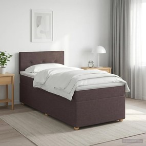vidaXL Κρεβάτι box spring με στρώμα Σκούρο Καφέ 100 x 200 cm Ύφασμα