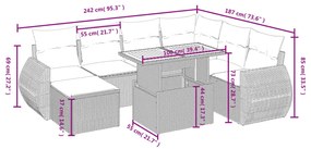 vidaXL Σαλόνι Κήπου 8 Τεμαχίων Μαύρο από Συνθετικό Ρατάν με Μαξιλάρια