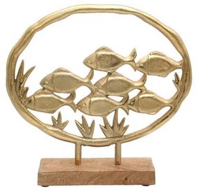 ΔΙΑΚΟΣΜΗΤΙΚΟ ΑΛΟΥΜΙΝΙΟΥ Fylliana Fish on ring 2789 ΜΕ ΞΥΛΙΝΗ ΒΑΣH ΧΡΥΣΟ ΧΡΩΜΑ 25x5x24εκ