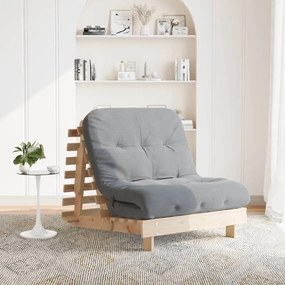 vidaXL Καναπές Κρεβάτι Futon με Στρώμα 80x206x11 εκ. Μασίφ Ξύλο Πεύκου