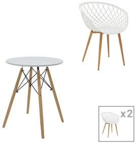 Intrahome Τραπεζαρία Ezra-EVERESTA Intrahome σετ 3τεμ pp-mdf σε λευκό-φυσική απόχρωση Φ60x73εκ | SKU: INTRAPA-311111006