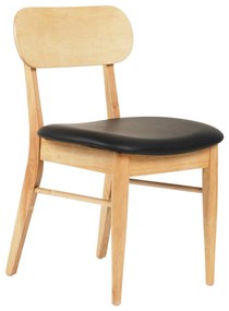 DINING CHAIR SEKOR  RUBBERWOOD-BLACK PU 50x50x80Hcm.