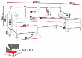 Γωνιακός Καναπές Clovis 111, Λειτουργία ύπνου, Γκρι, Αποθηκευτικός χώρος, 281x168x101cm, 155 kg, Πόδια: Μέταλλο, Ξύλο: Πεύκο | Epipla1.gr