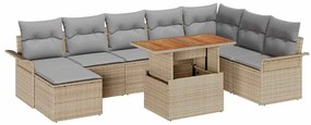 vidaXL Σετ Καναπέ Κήπου με αποθήκευση 9 pcs Μπεζ Πολυ ράταν
