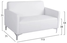 Καναπές Διθέσιος NELLIE με PU Λευκό 113x71x71Υ εκ. 113x71x71 εκ.