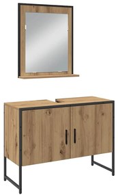 vidaXL Σετ Επίπλων Μπάνιου με αποθήκευση 3 pcs Καφέ 33 x 33 x 102.5 εκ
