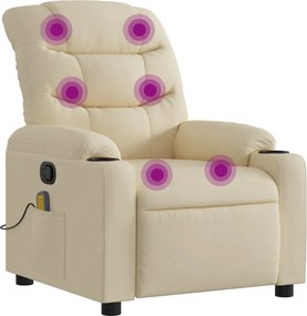 vidaXL Πολυθρόνα Μασάζ Ανακλινόμενη Κρεμ Υφασμάτινη
