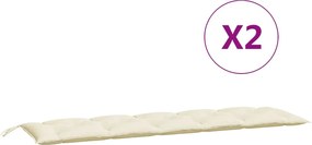 vidaXL Μαξιλάρια Πάγκου Κήπου 2 τεμ. Κρεμ Λευκό Ύφασμα Oxford