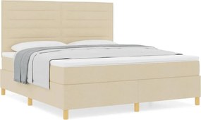 vidaXL Κρεβάτι με ελατήρια με στρώμα Κρεμ 180 x 200 cm ύφασμα