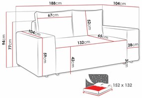 Καναπές κρεβάτι Clovis 107, Αριθμός θέσεων: 2, Αποθηκευτικός χώρος, Ανοιχτό καφέ, 94x188x104cm, 79 kg, Πόδια: Πλαστική ύλη, Ξύλο: Πεύκο | Epipla1.gr