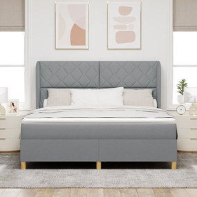 vidaXL Κρεβάτι Box Spring με Στρώμα Ανοιχτό Γκρι 180x200 εκ. Υφάσματος