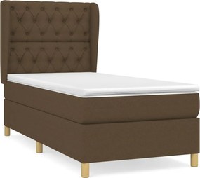 vidaXL Κρεβάτι Boxspring με Στρώμα Σκούρο Καφέ 80x200 εκ. Υφασμάτινο