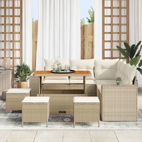 vidaXL Σετ Καναπέ Κήπου 9 pcs Μπεζ συνθετικό ρατάν