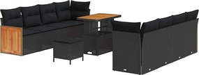 vidaXL Σετ Καναπέ Κήπου με μαξιλάρι 11 pcs Μαύρο