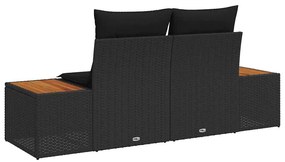 vidaXL Καναπές Κήπου Μαύρο 184 x 62 x 85εκ συνθετικό ρατάν