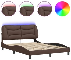 vidaXL Πλαίσιο κρεβατιού με LED χωρίς στρώμα Hvar Καφέ 140x190 εκ.