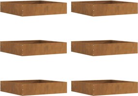 vidaXL Περίγραμμα γκαζόν 6 pcs Σκ rusty 60 x 60 x 13 εκ