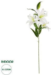 Artificial Garden WHITE LILY BRANCH 21312 Τεχνητό Διακοσμητικό Κλαδί Λευκό Κρίνο Y95cm Globostar-21312-Λευκό 21312