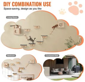 VEVOR Wall Mounted Cat Shelves Tree with Jumping Boards Nests Hammock Set of 9