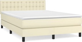 vidaXL Κρεβάτι Boxspring με Στρώμα Κρεμ 140x200εκ. από Συνθετικό Δέρμα