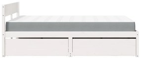 vidaXL Κρεβάτι με Συρτάρια+Στρώμα Λευκό 140x190 εκ. Μασίφ Ξύλο Πεύκου