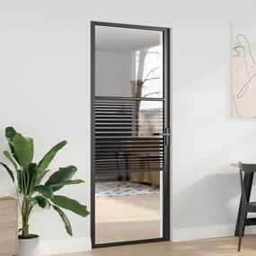 vidaXL Εσωτερική Πόρτα Μαύρο 83 x 201.5 cm Tempered γυαλί, Αλουμίνιο