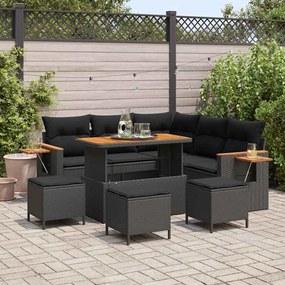 vidaXL Σετ Καναπέ Κήπου με μαξιλάρι 9 pcs Μαύρο 110 x 55 x 71 εκ