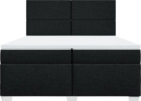 vidaXL Κρεβάτι Boxspring με Στρώμα Μαύρο 200x200 εκ. Υφασμάτινο