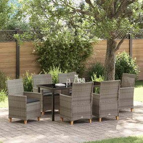 vidaXL Σέτ φαγητού για κήπο 7 pcs Γκρι συνθετικό ρατάν