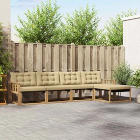 vidaXL Σειρά Καναπέ Εξωτερικού με μαξιλάρι 5 pcs Λευκό και Μπεζ