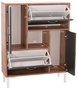 ΠΑΠΟΥΤΣΟΘΗΚΗ MEDY HM18187.02 ΜΕΛΑΜΙΝΗ ΣΕ ΦΥΣΙΚΟ &amp;amp; ΑΝΘΡΑΚΙ-ΜΑΥΡΑ ΠΟΔΙΑ 85x30x108.5Υεκ - 0615378 - HM18187.02