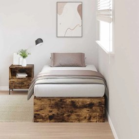 vidaXL Κρεβάτι Αποθήκευσης από Καπνιστό Δρύ 90x190 cm