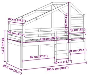 ΚΡΕΒΑΤΙ ΥΠΕΡΥΨΩΜΕΝΟ ΜΕ ΟΡΟΦΗ ΛΕΥΚΟ 80X200 ΕΚ. ΜΑΣΙΦ ΞΥΛΟ ΠΕΥΚΟΥ 3281975