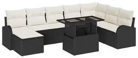 vidaXL Σετ Καναπέ Κήπου με μαξιλάρι 9 pcs Μαύρο και κρεμ