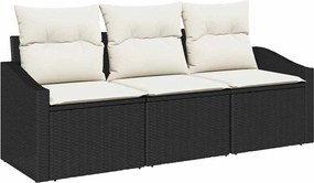 vidaXL Σετ Καναπέ Κήπου 3 pcs Μαύρο και Λευκό συνθετικό ρατάν