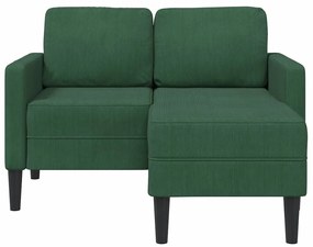 vidaXL 2θέσιος καναπές με καναπέ σε σχήμα L Σκούρο πράσινο 125 εκ.